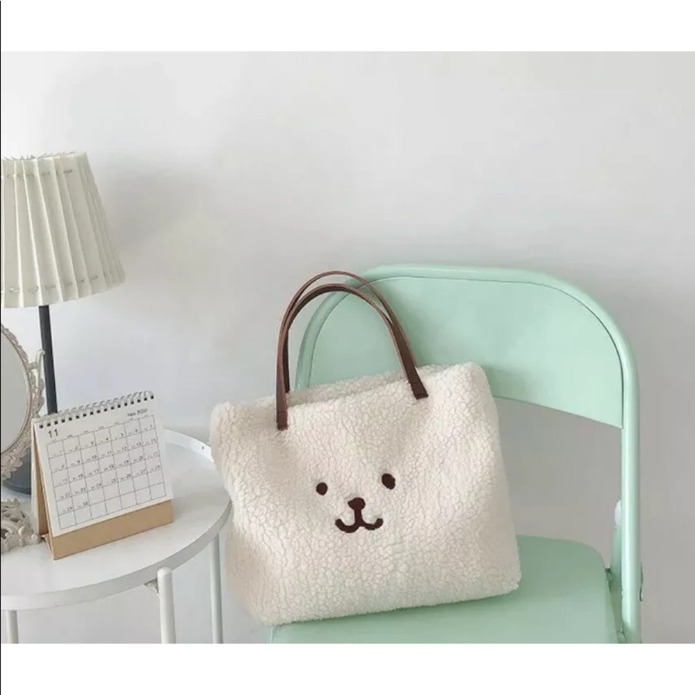 🎉HP🧸bear bag Wool feel handbag purse tote - Picture 1 of 4
